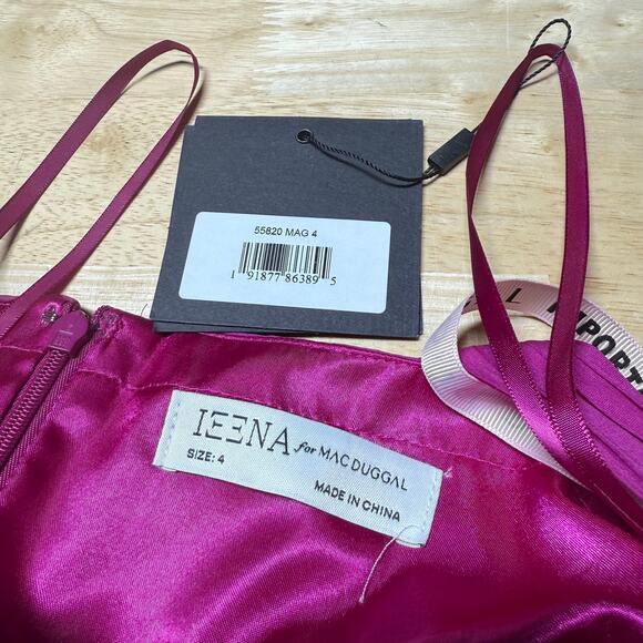 Mac Duggal NWT Strappy One Shoulder A Line Gown Chiffon Magenta Pink Size 4 - Picture 6 of 9